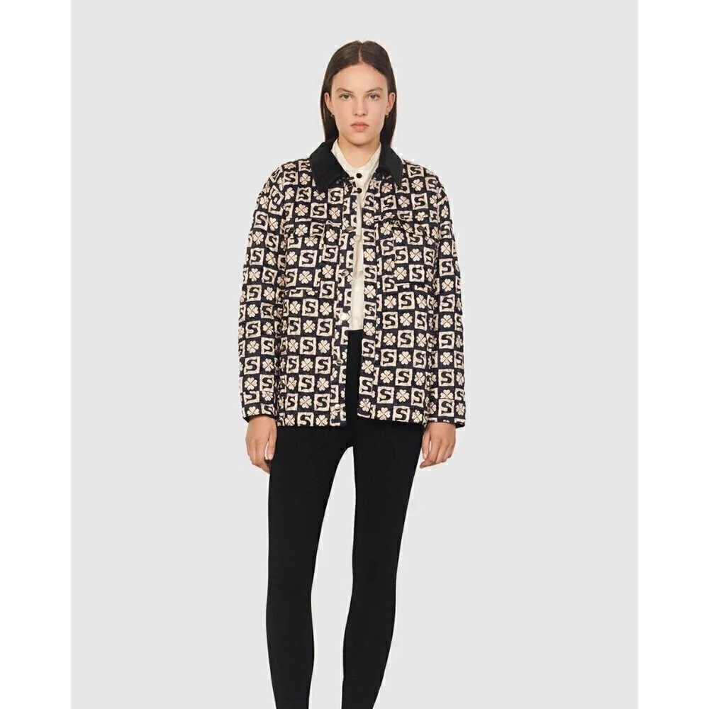 Sandro Enora Cardi-Coat Blue Womens Size 3 US Size Large